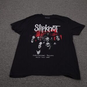 Slipknot Shirt Mens XL Black Subliminal Verses World Tour 2005 Graphic Tee Band